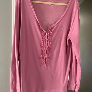 Long sleeved front ruffle shirt